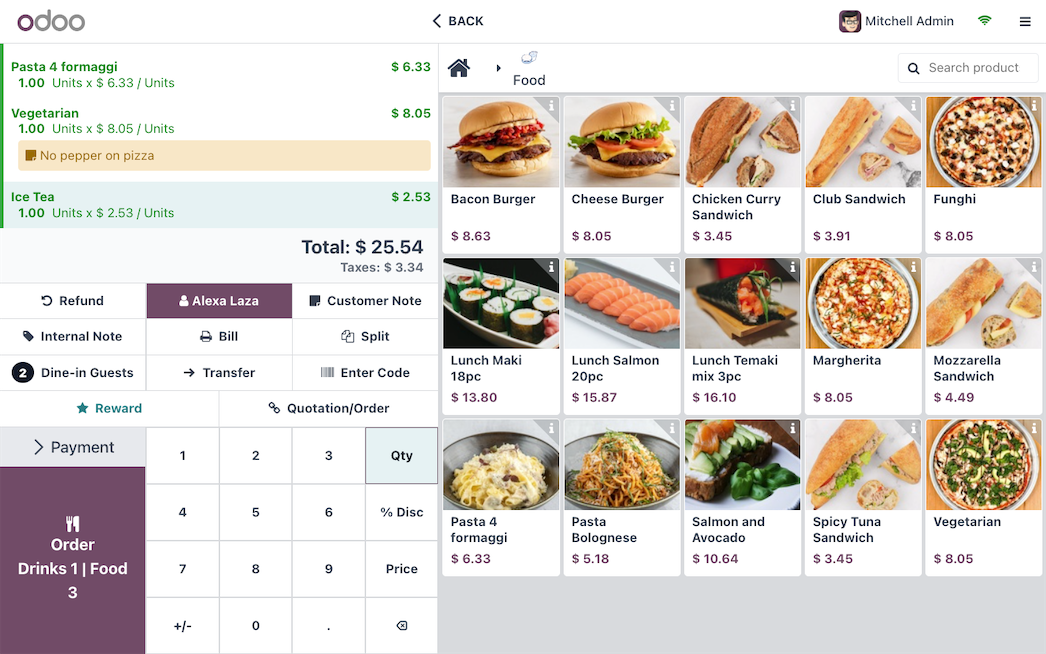 Sistema para restaurante odoo